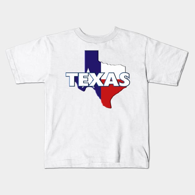 Texas Colored State Kids T-Shirt by m2inspiration